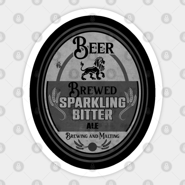 Black and White Brewed Beer Sticker by CTShirts